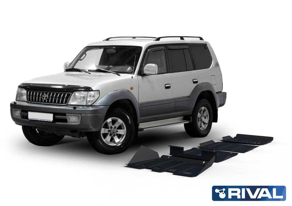 PACK DE SKID PLATES MARCA RIVAL - PARA TOYOTA LAND CRUISER PRADO 1996-2002 (4 PLACAS DE ACERO 3mm)