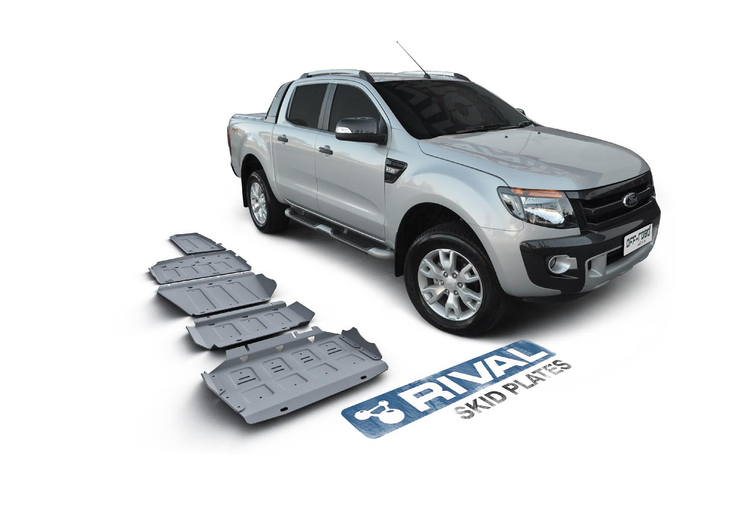 PACK DE SKID PLATES MARCA RIVAL  - PARA NUEVA FORD RANGER (5 PLACAS DE ALUMINIO)