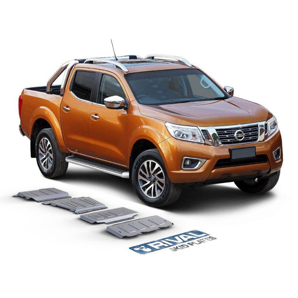 PACK DE SKID PLATE MARCA RIVAL - PARA NISSAN NP300 / NAVARA D40 2009-2016 NEW NAVARA D23 (4 PLACAS DE ACERO 3mm)