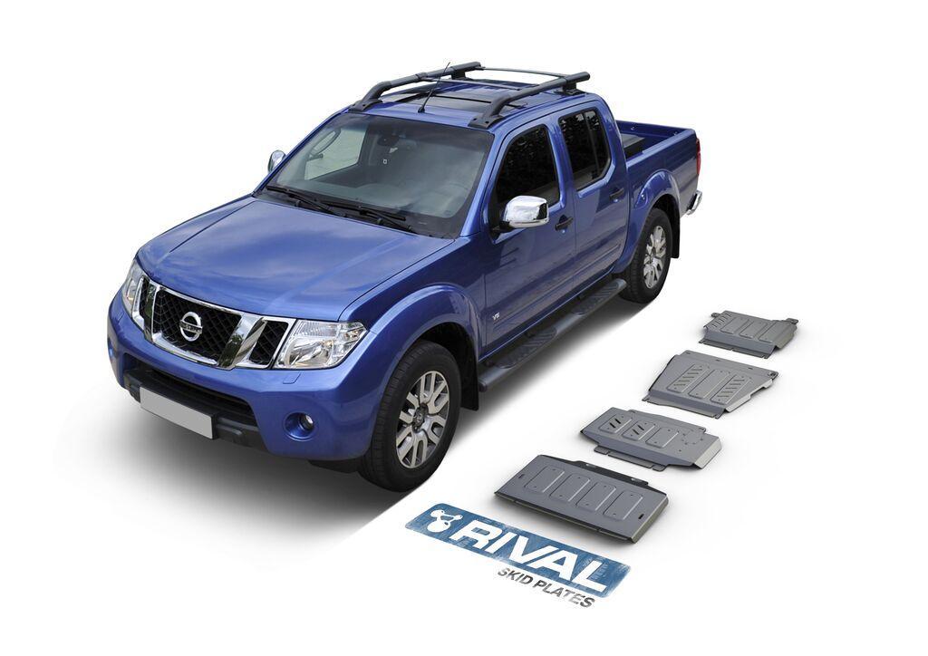 PACK DE SKID PLATES MARCA RIVAL - PARA NISSAN NAVARA D40 / PATHFINDER R51 2005-2013 (4 PLACAS DE ACERO 3mm)