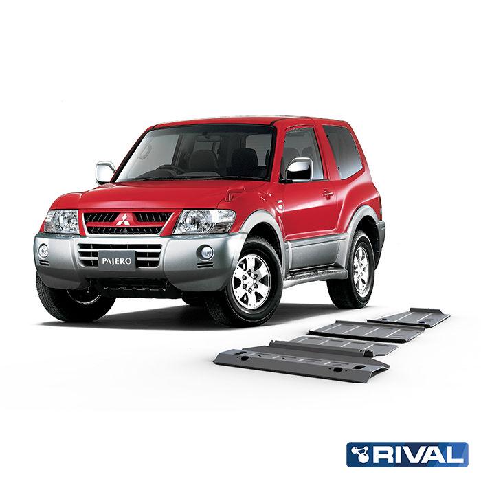 SKID PLATE 3MM RIVAL PARA MITSUBISHI MONTERO 2000-2020 (4 PLACAS DE ACERO) -