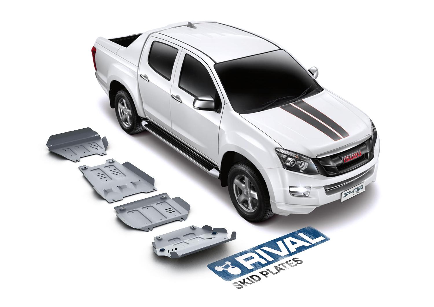 PACK DE SKID PLATES PARA CHEVROLET D-MAX 2015+ (4 PLACAS DE ACERO) 