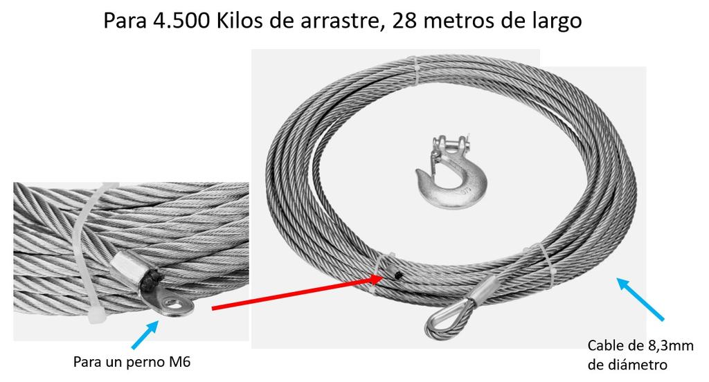 PIOLA DE ACERO PARA WINCH DE 9,500 LIBRAS  -
