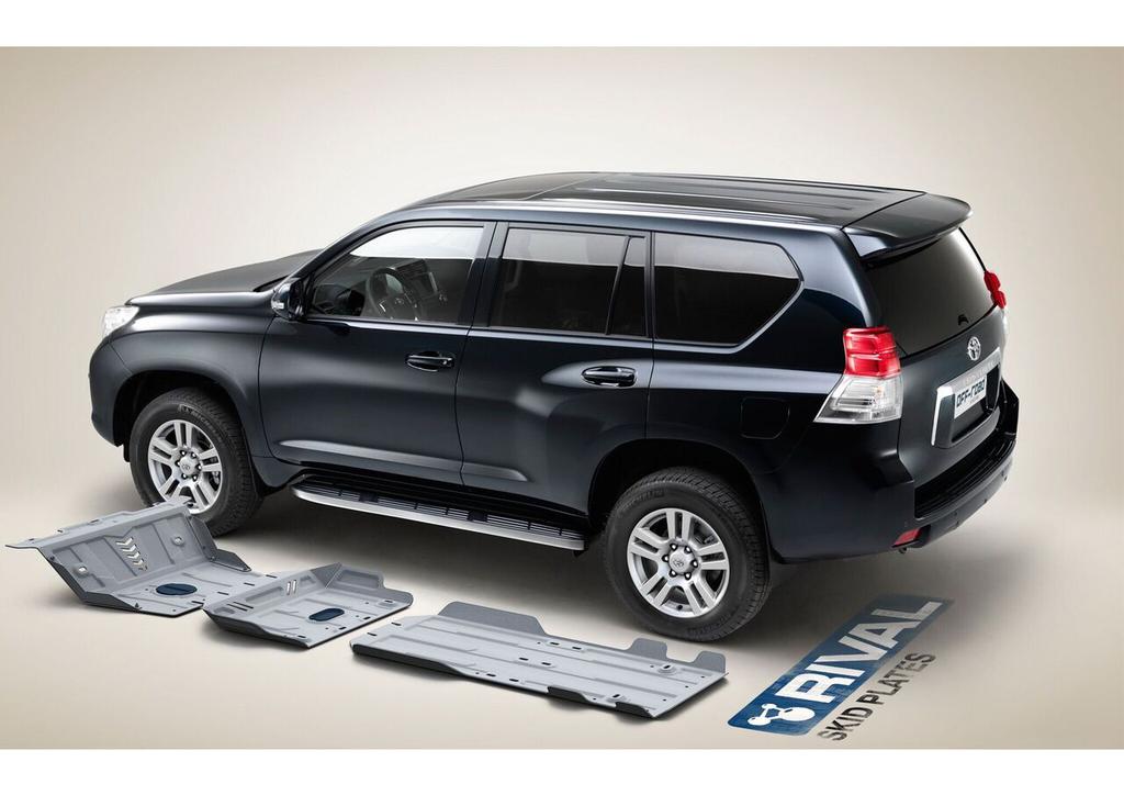 PACK DE SKID PLATES MARCA RIVAL - PARA TOYOTA LAND CRUISER PRADO SERIE 150, 2010 EN ADELANTE / LEXUS GX460   (3 PLACAS DE ACERO 3mm)