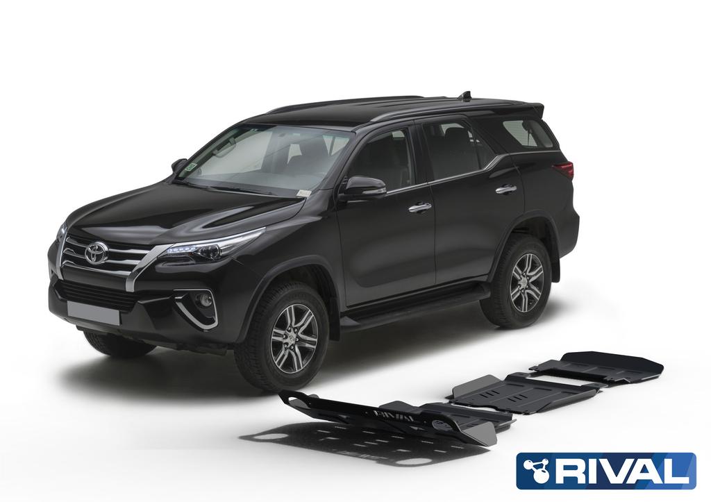 PACK DE SKID PLATE MARCA RIVAL - PARA TOYOTA FORTUNER 2016+  (3 PLACAS DE ACERO 3mm)