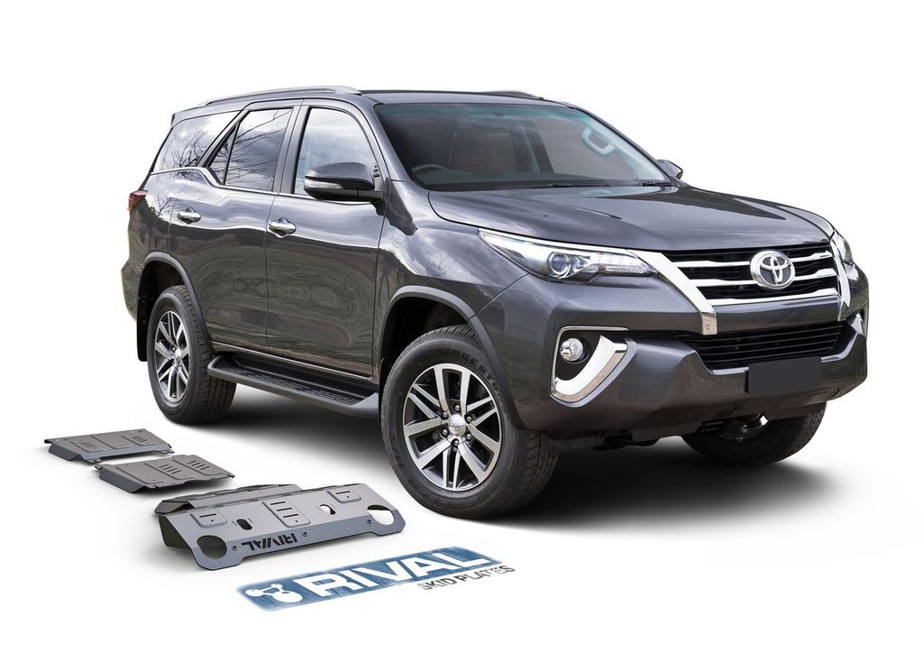 PACK DE SKID PLATE MARCA RIVAL - PARA TOYOTA FORTUNER 2016+  (3 PLACAS DE ACERO 3mm)