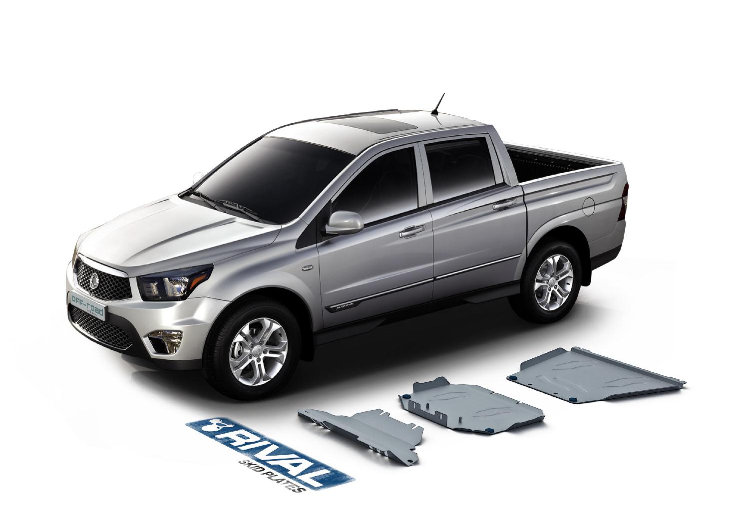 SKID PLATES MARCA RIVAL PARA: SSANGYONG ACTYON SPORT 2012+ (3 PLANCHAS)