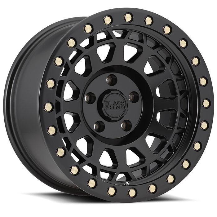 17X9.0 6X139.7/-12 BLACK RHINO PRIMM MATTE BLACK BRASS BOLTS