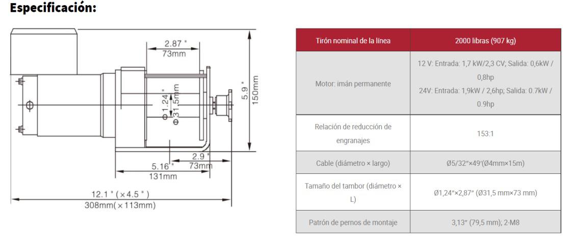 Miniatura WINCH RUNVA 2000 Libras – 12 Volt, EWK200D