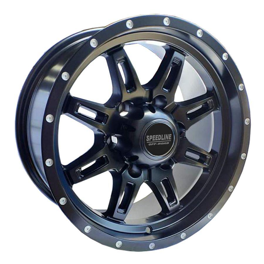 LLANTA SPEED LINE, modelo CESAR 68072i, 16X8 5X130 ET 0, NEGRO