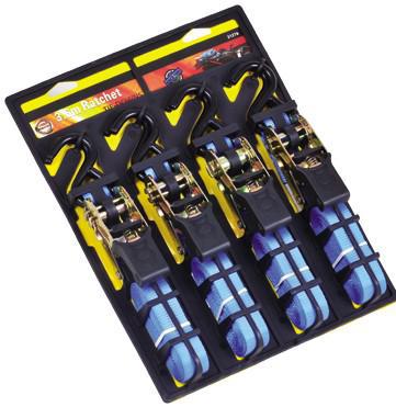 Set de 4 Eslingas con Rachet 3.6 mt. 680 kg. 1" Color Azul
