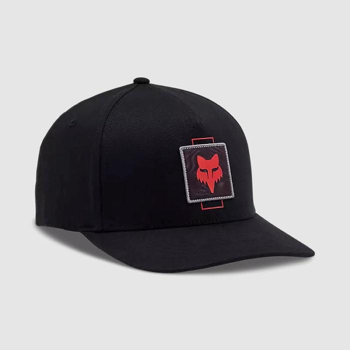 FOX JOCKEY TAUNT FLEXFIT HAT NEGRO LOGO ROJO