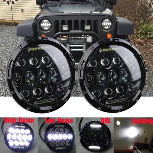 PAR FOCO LED 7" REDONDO JK,FJ,SAMURAI,TLC,TJ2x7" 75W Phillips LED Headlight DRL Hi/Lo Beam (PAR)