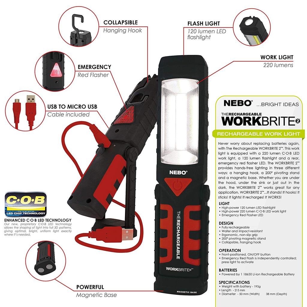 NEBO LINTERNA WORKBRITE RECHARGEABLE