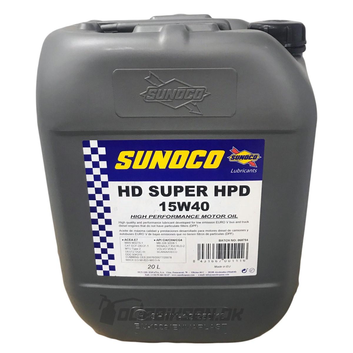 SUNOCO 15W40 HD SUPER HPD  20 L.