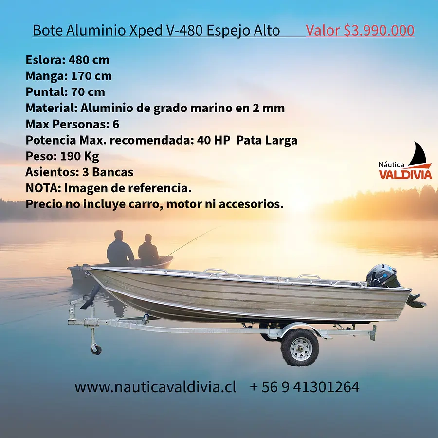 Bote Aluminio Xped V-480 Espejo Alto