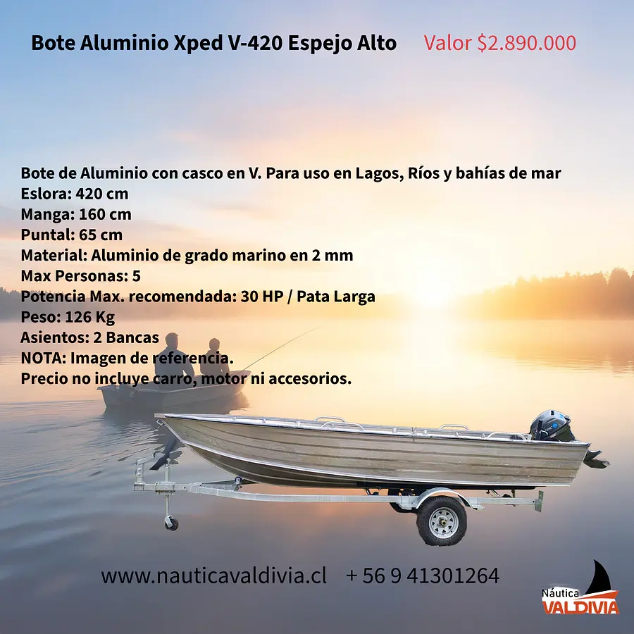 Bote Aluminio Xped V-420 Espejo Alto