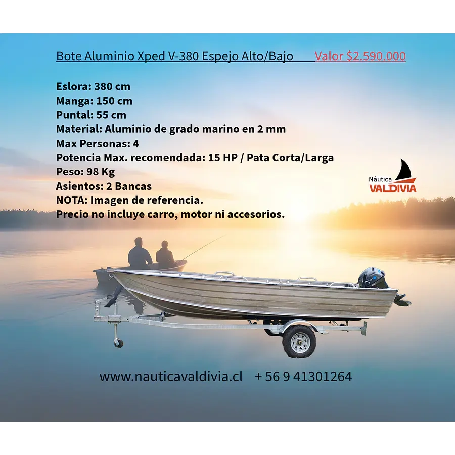 Bote Aluminio Xped V-380 Espejo Alto