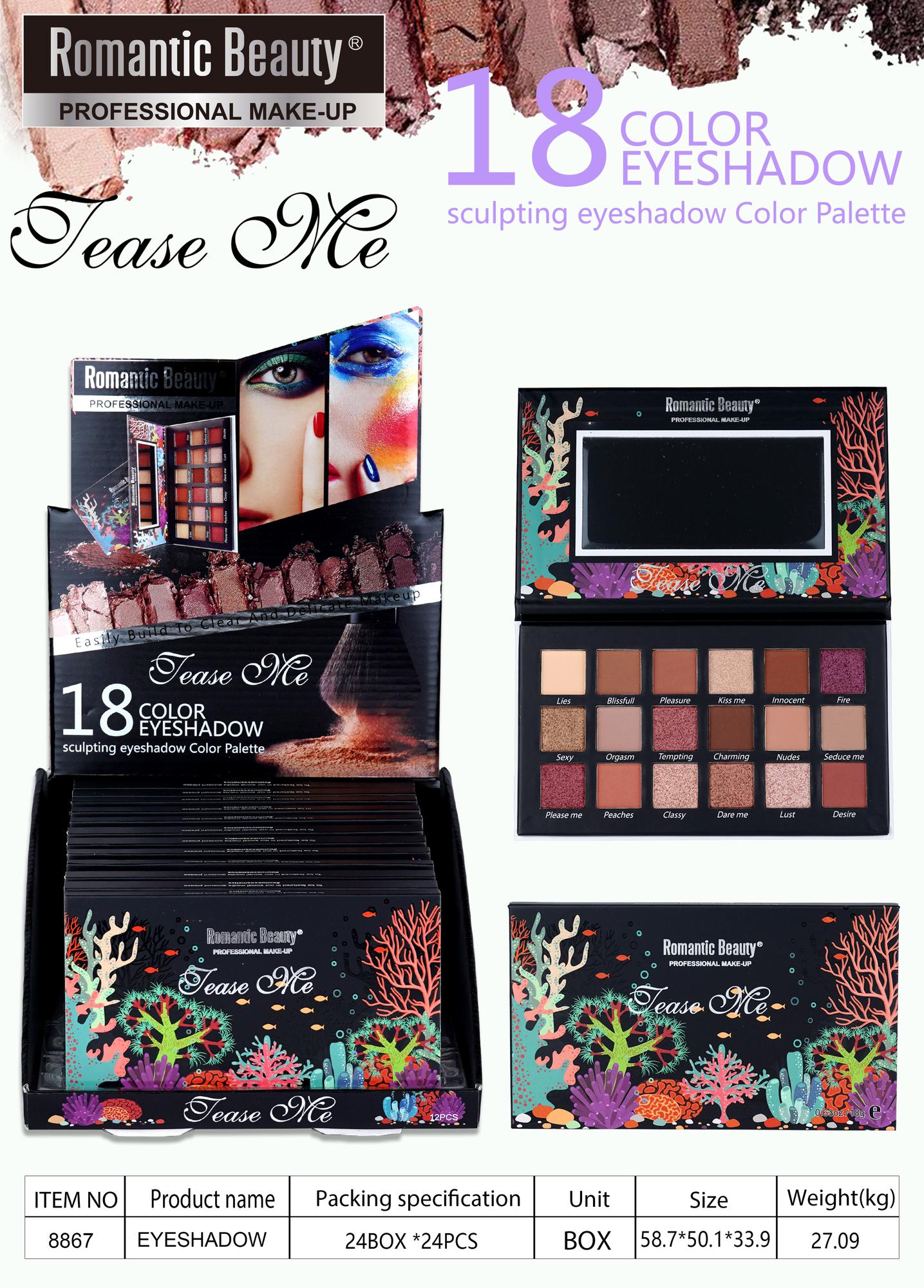 Pack de 12 Paleta de 18 sombras "Tease Me"