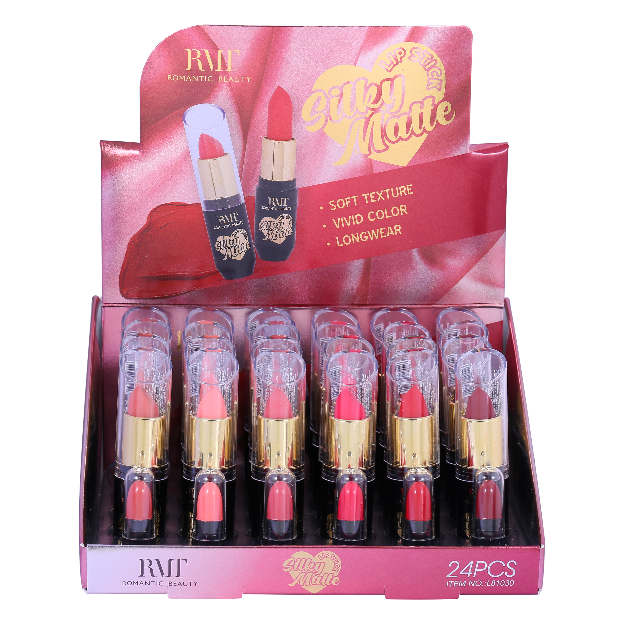 Pack 24 unidades LABIAL EN BARRA SILKY MATTE