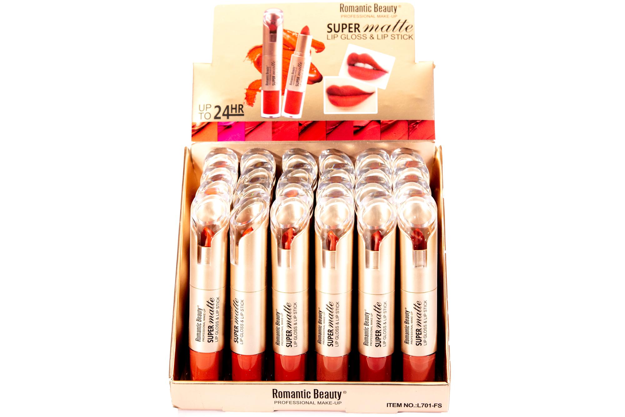 Pack de 24 Unidades Lapiz Labial doble MATTE LIPGLOSS & LIP STICK 24 HORAS