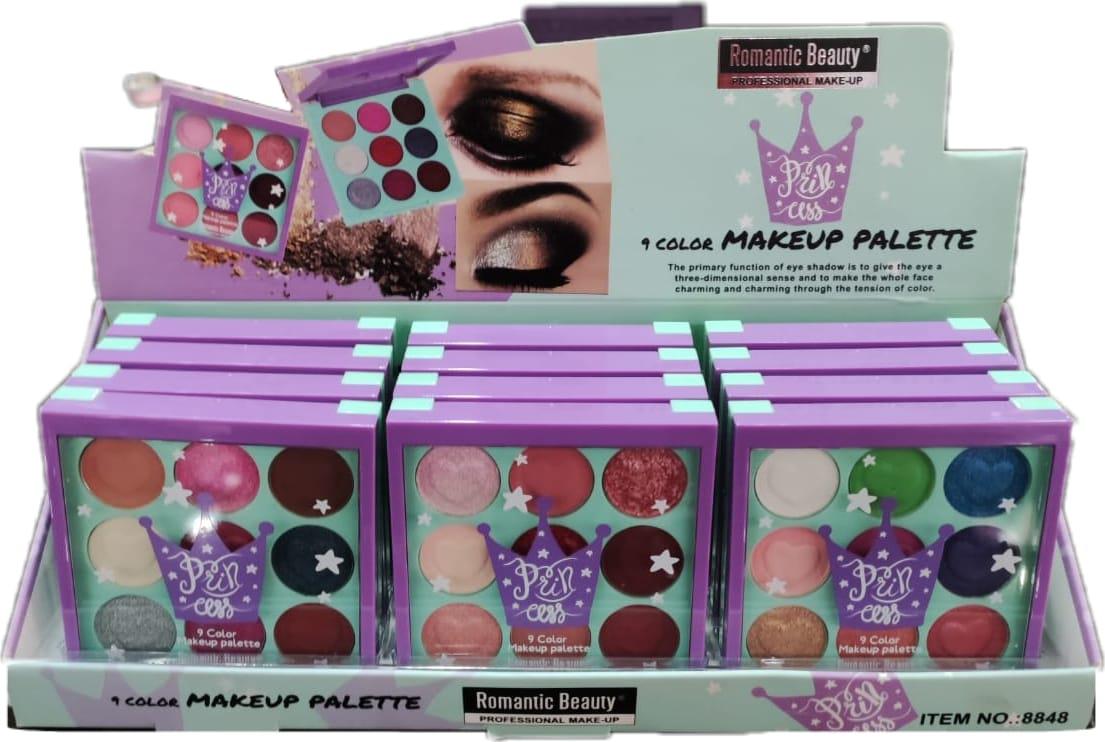 Pack de 12 unidades Paleta de 9 sombras Romantic Beauty – Princess Color Stay