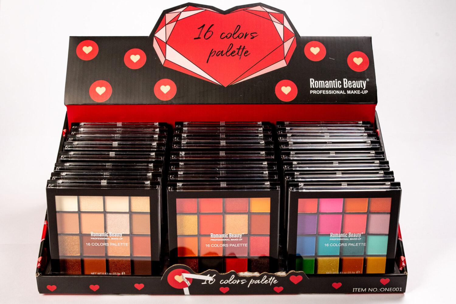 Pack de 24 unidades Paleta de 16 sombras Romantic Beauty