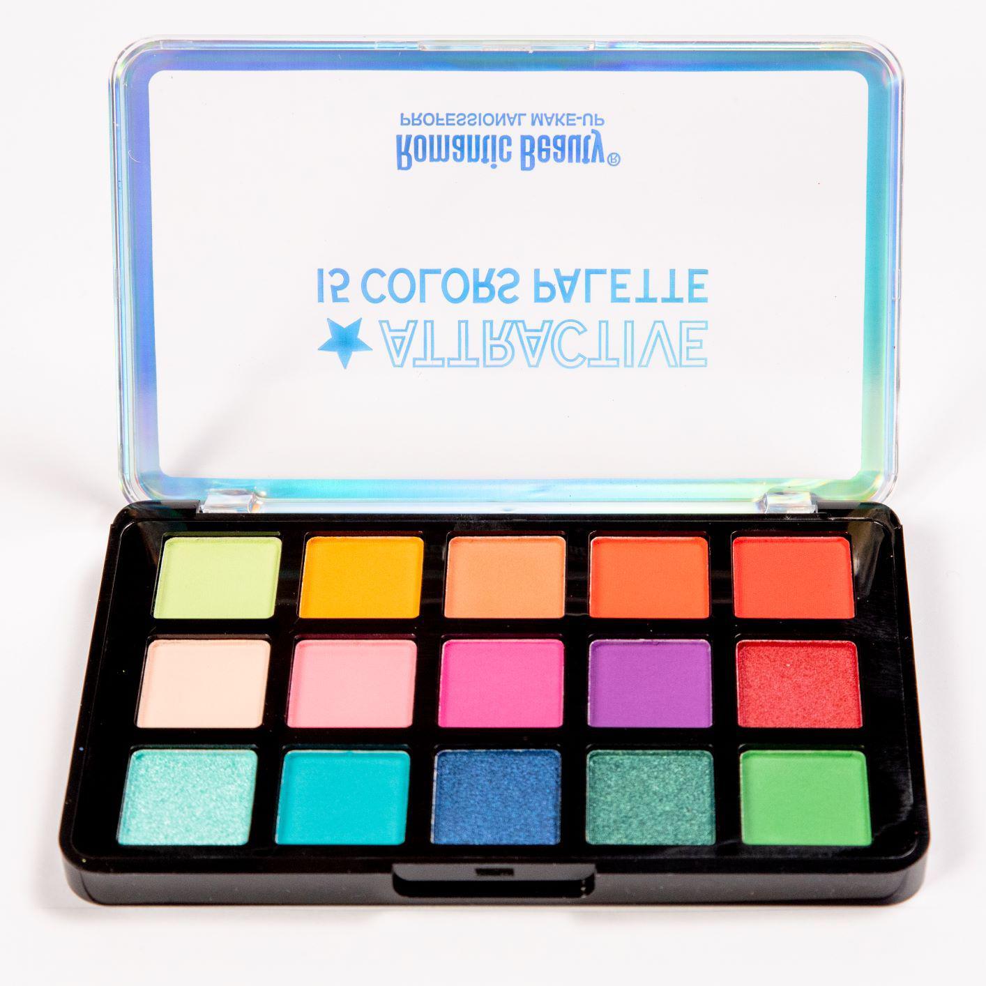Pack de 12 unidades Paleta de 15 sombras Romantic Beauty Attractive