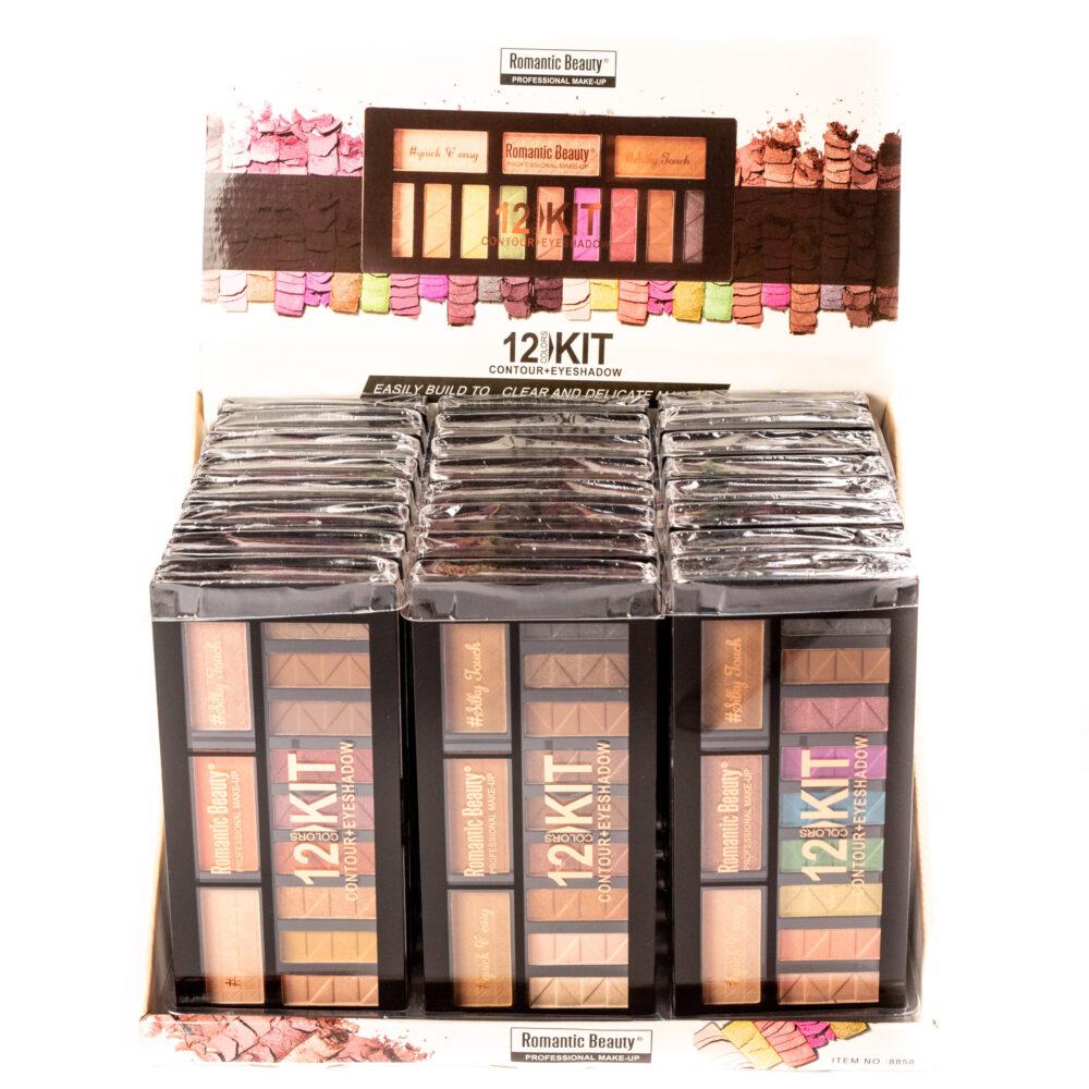 Pack de 24 unidades Paleta de 12 sombras + Contorno Romantic Beauty