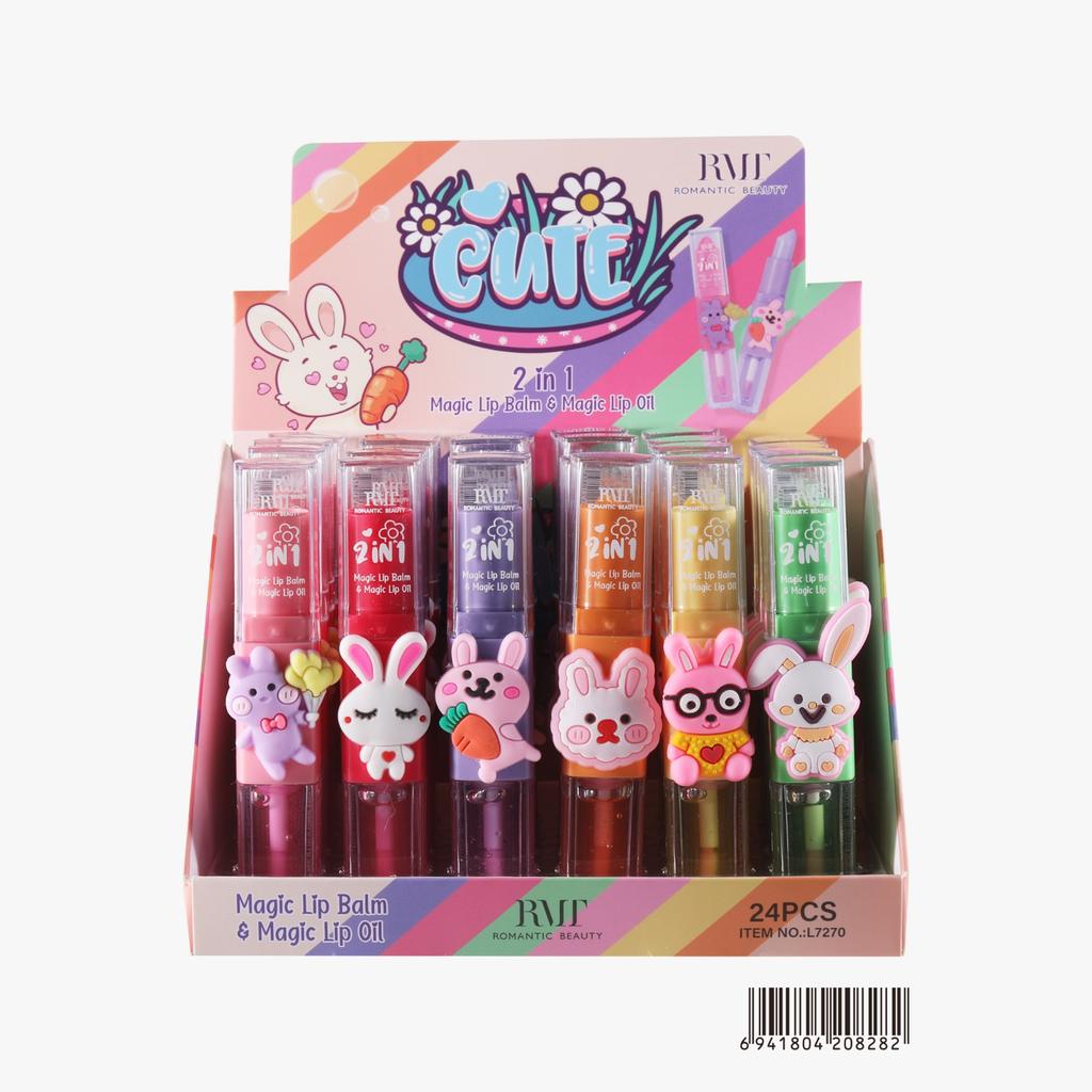 PACK DE 24 UNIDADES BALSAMO Y BRILLO DE LABIOS CUTE