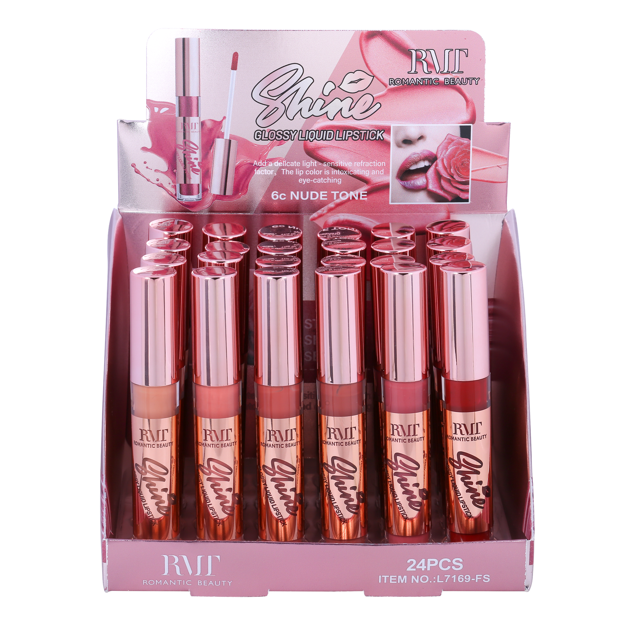 PACK 24 UNIDADES LIP GLOSS 6 TONOS "SHINE"