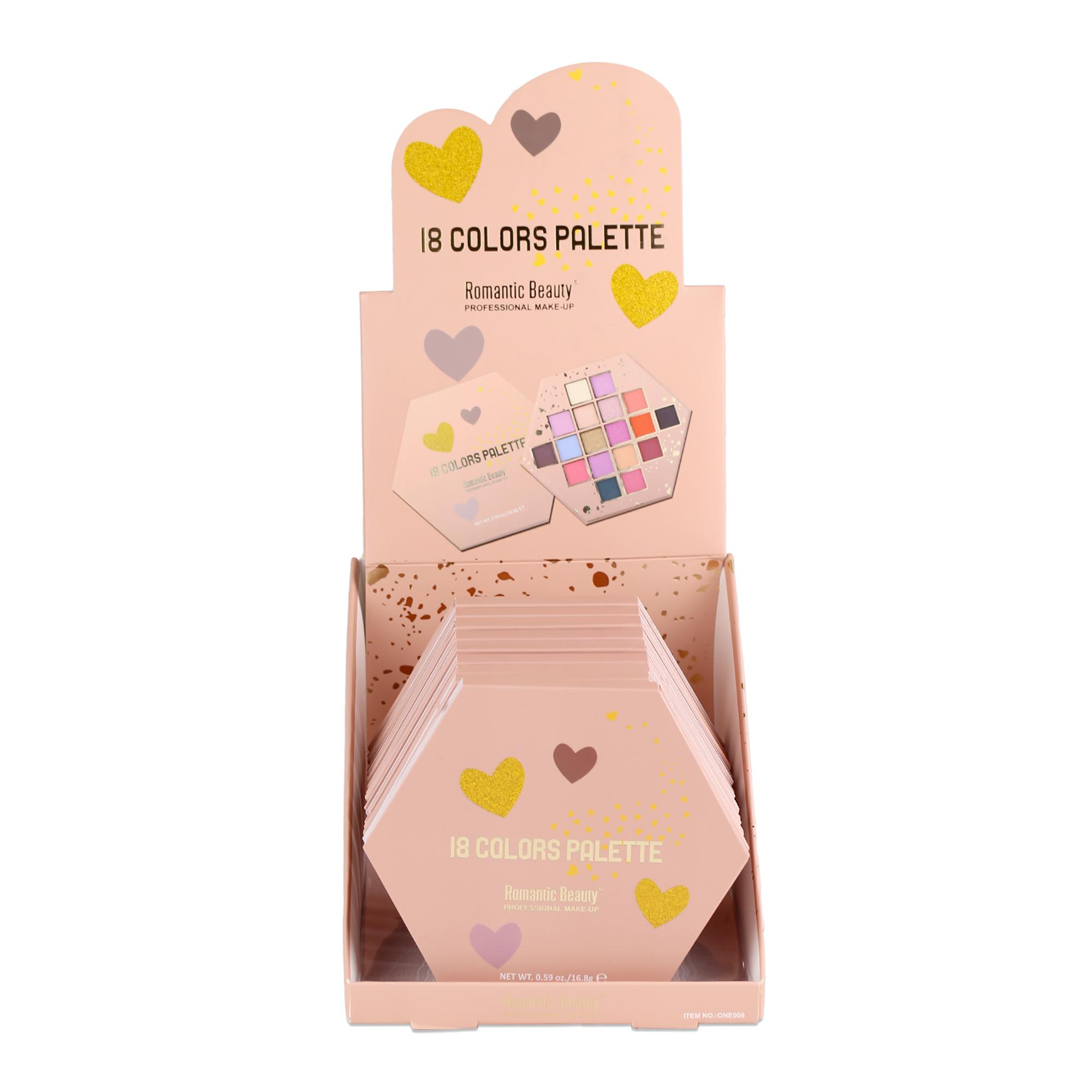 Pack de 12 unidades Paleta de 18 sombras Romantic Beauty
