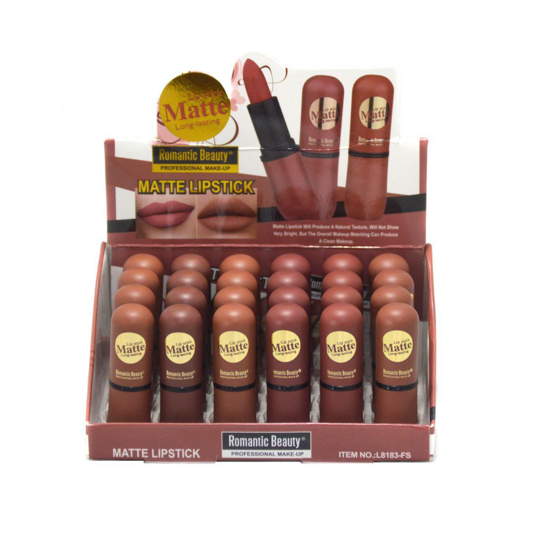 Pack de 24 unidades Labial matte "Long lasting" - Tonos rojo tierra.