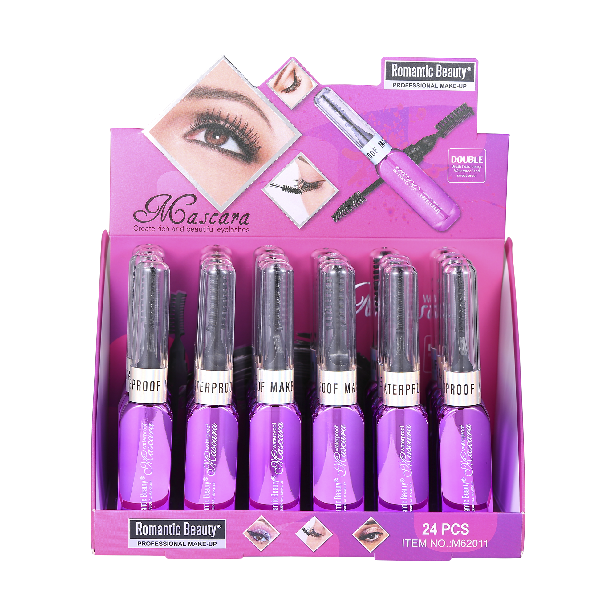 Pack 24 unidades. MASCARA WATERPROOF DOUBLE