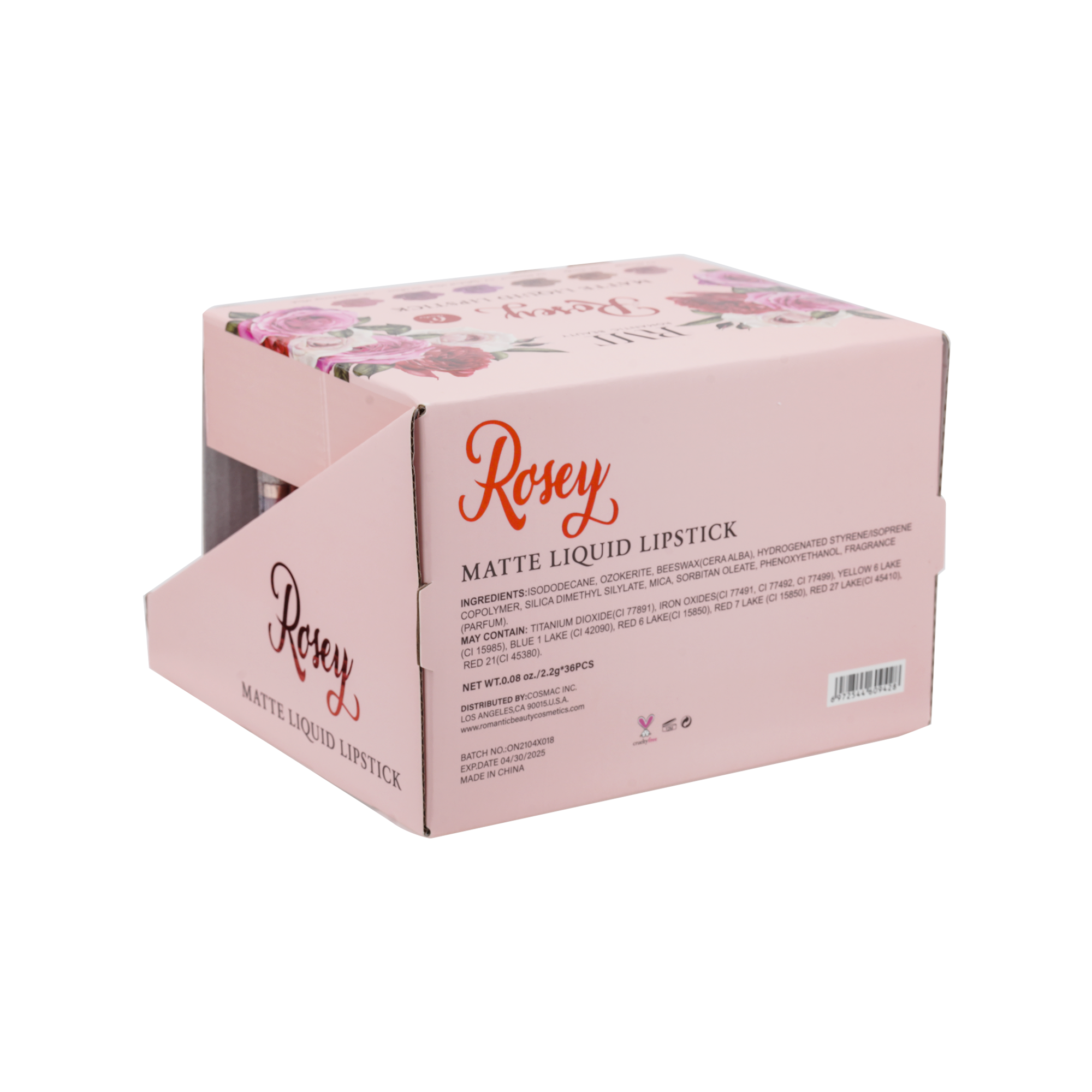 PACK 36 UNIDADES LIP GLOSS 6 TONOS "ROSEY"