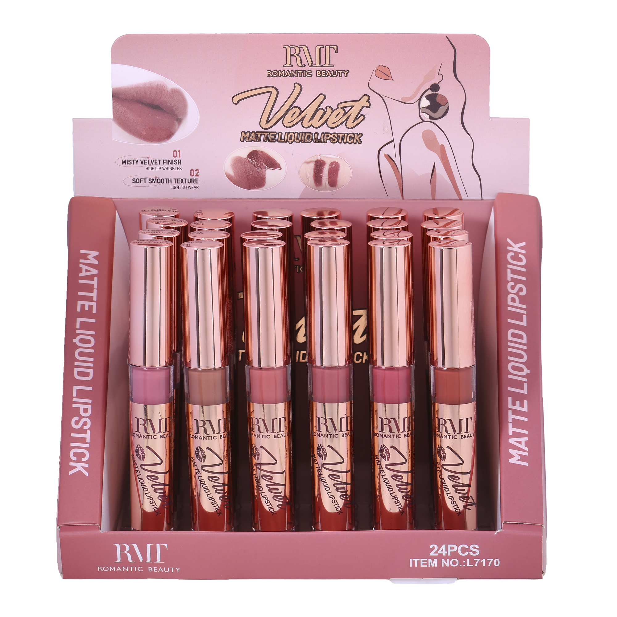 PACK 24 UNIDADES LIP GLOSS 6 TONOS NUDE "VELVET"