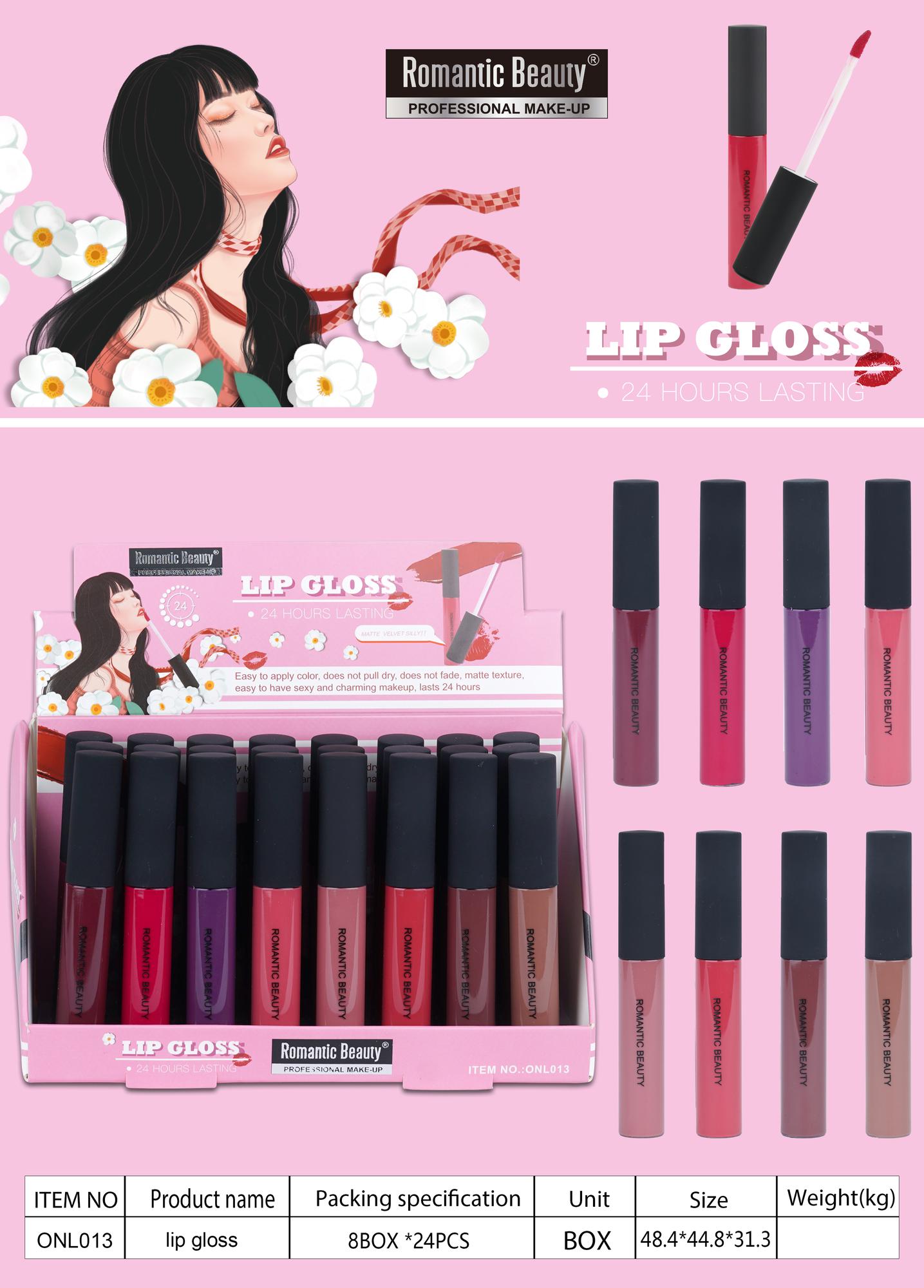 Pack de 24 unidades. Lip Gloss. 24 HRS. LASTING