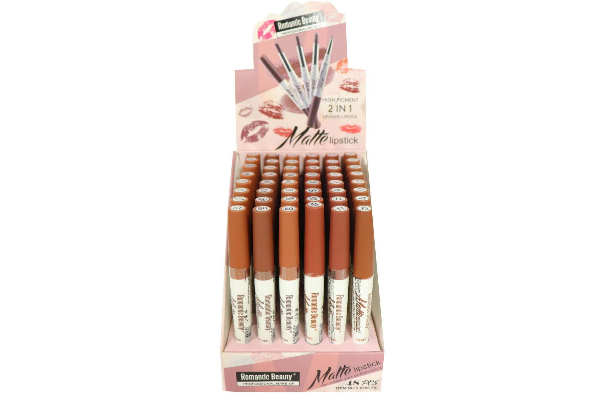 Pack de 48 unidades Labial 2 en 1 "LIPLINER+LIPSTICK"