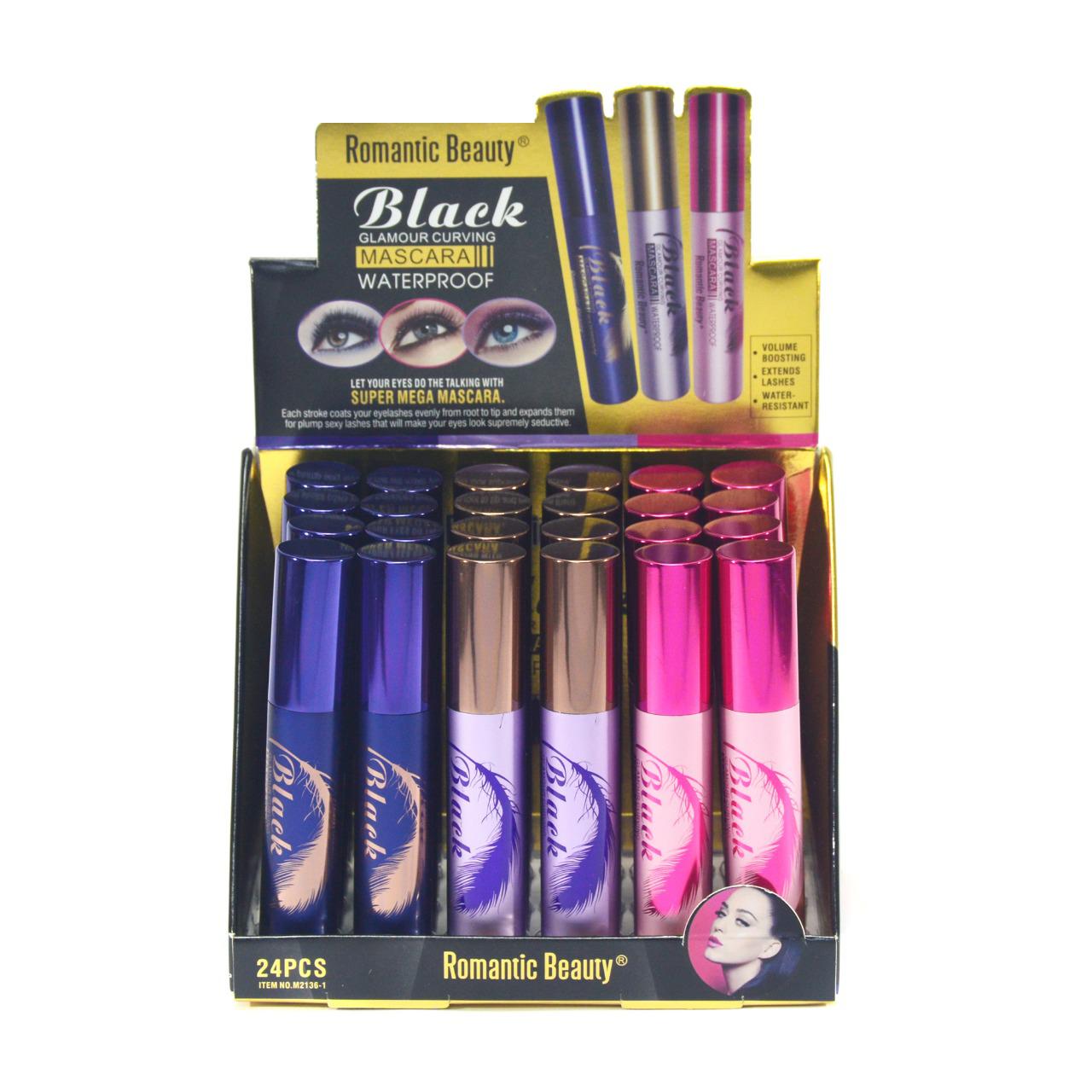 Pack de 24 unidades Máscara de pestañas color negro "Black Glamour Curving"