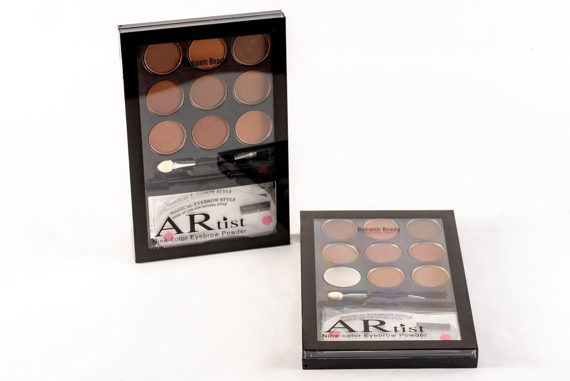 Pack de 12 unidades Paleta de 9 colores para cejas + Perfilador