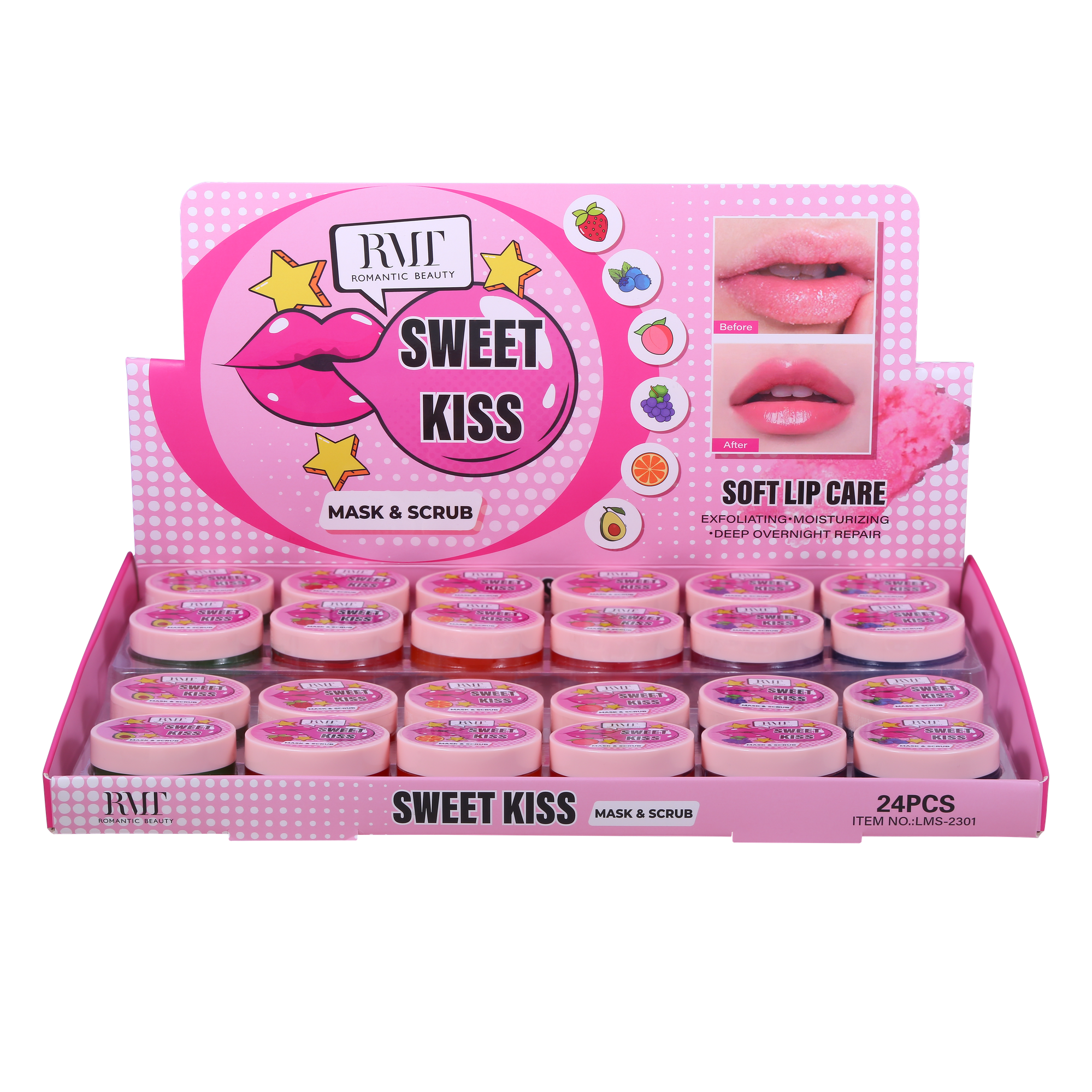 Pack 24 unidades EXFOLIANTE Y BALSAMO SWEET KISS