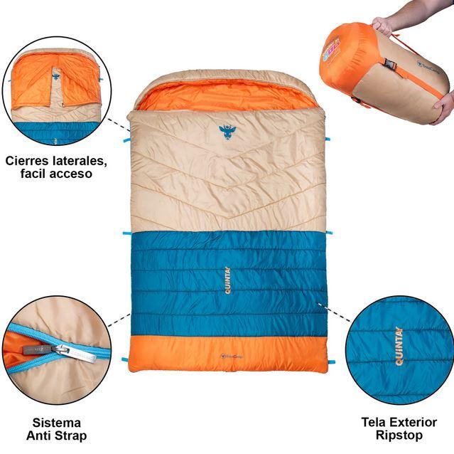 Saco De Dormir Doble Quintay - Color: Naranja/Azul