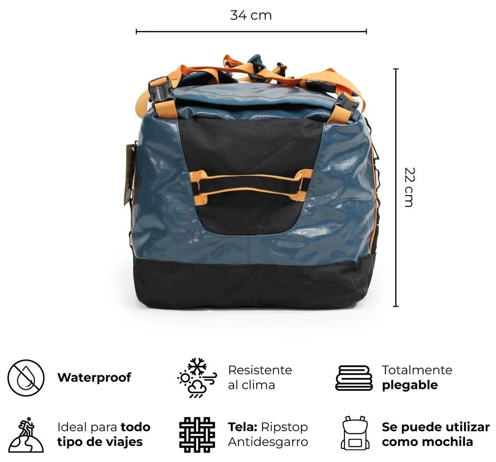 Bolso Mochila Impermeable 60L - Color: Azul