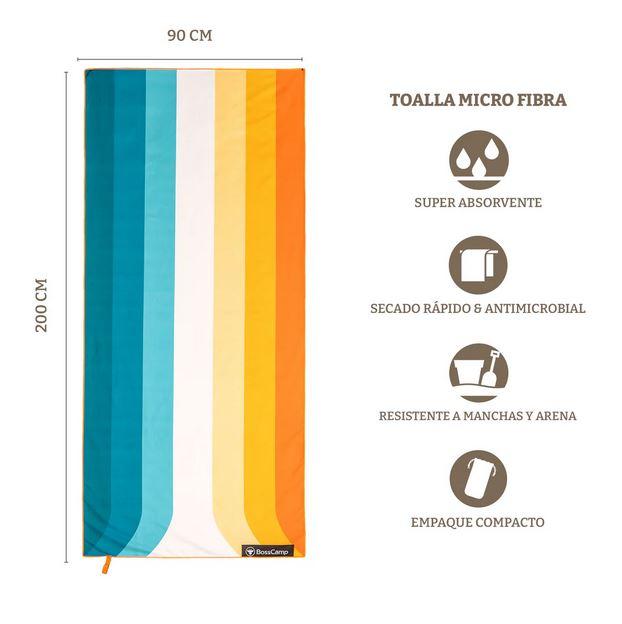 Toalla Playa Microfibra Grande Austral (90 x 200) - Color: Celeste/Blanco/Amarillo