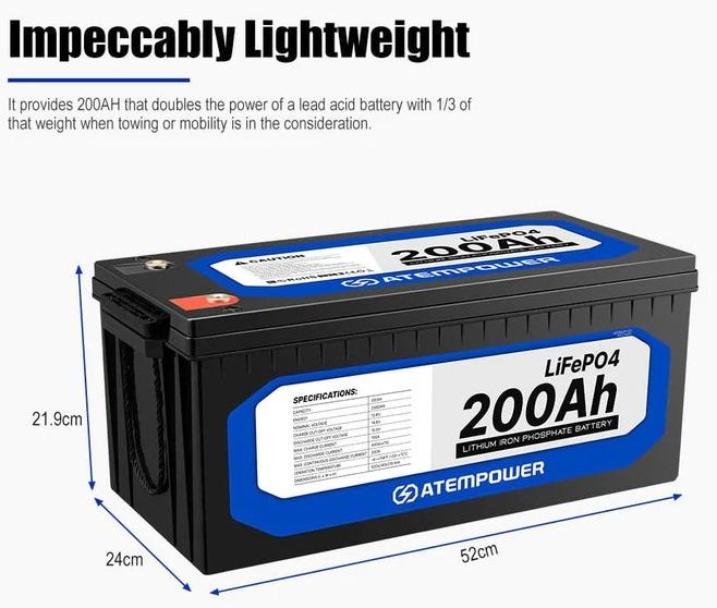 Miniatura Batería Litio 200Ah 12V - Color: Negro