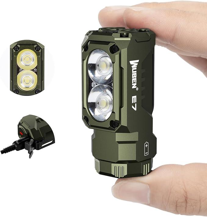 Miniatura Linterna Compacta Doble Led Recargable E7 1800 Lúmens - Color: Verde