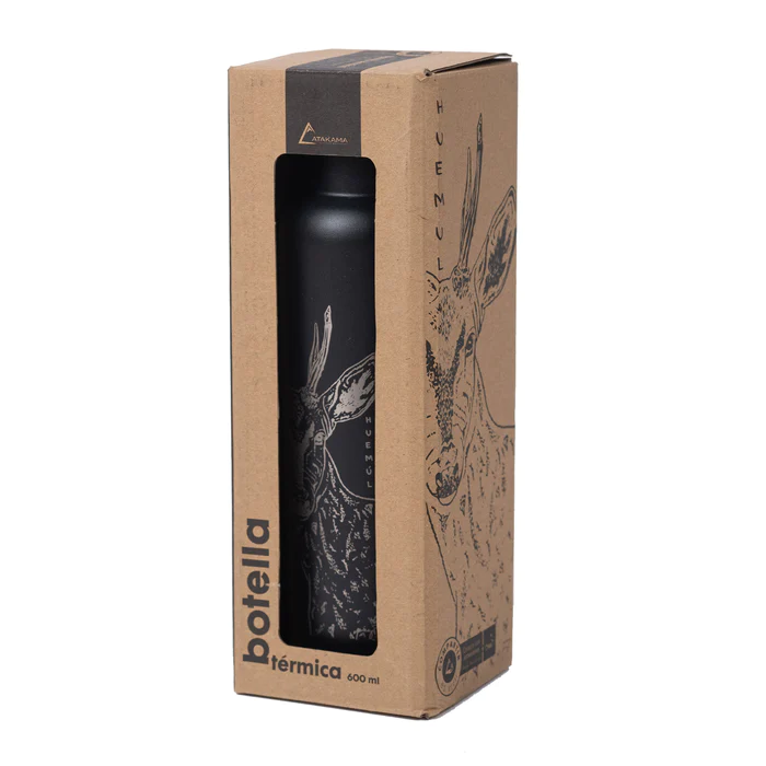 BOTELLA TERMICA 600 ML - Color: Negra Huemul