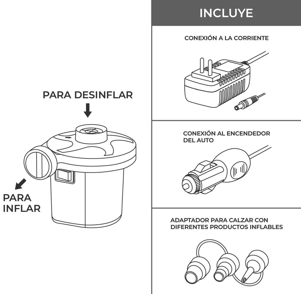 Inflador Eléctrico 12V/220V Barlovento  - Color: Negro