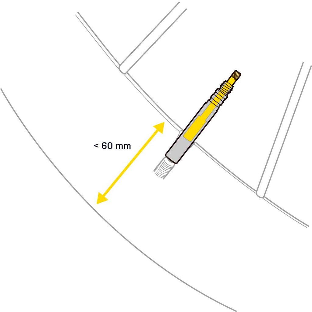 Miniatura Extensión Alargador Válvula Presta 60mm 1U - Color: Negro