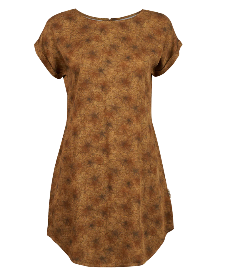 Miniatura Vestido Mujer Sheer Dress Print - Color: Mostaza